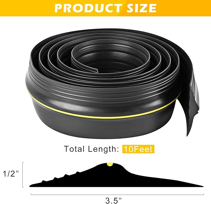 10Ft Universal Garage Door Bottom Threshold Seal Strip with 10oz Building Sealant, Weatherproof Rubber DIY Weather Stripping Replacement - Black