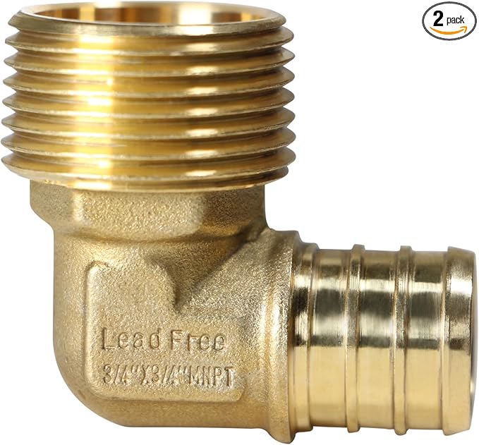 2 Pcs XFITTING Barb Crimp 3/4 Inch Pex Male Elbow, 3/4 Inch Pex Male Threaded Elbow