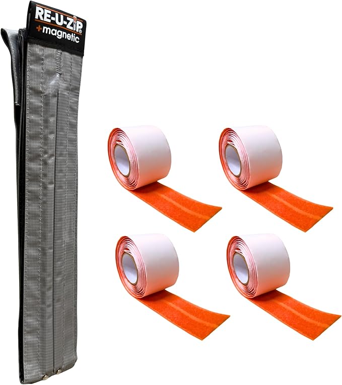 RE-U-ZIP® Self-Closing Ultra-Clear Magnetic Entry Strip Door Kit | Negative-Air Resistant and Reliable for Cleanrooms, Construction, Remodeling | Standard 6 Mil FR Vinyl (3.4 x 7.2 ft)