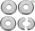 HARFINGTON 4pcs Wall Split Flange 26.5mm/1" Self-Adhesive Plumbing Cover Plates ABS Plastic Round Escutcheon Plate Buckle Design for Water Pipe Bathroom Kitchen Decoration, Gray