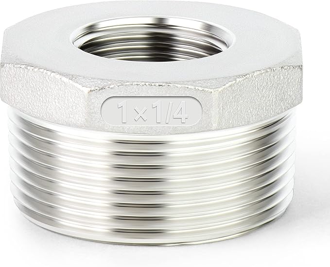 TAISHER 5PCS 304 Stainless Steel Reducer Hex Bushing, 1" NPT Male x 1/4" NPT Female, Reducing Pipe Adapter Fitting