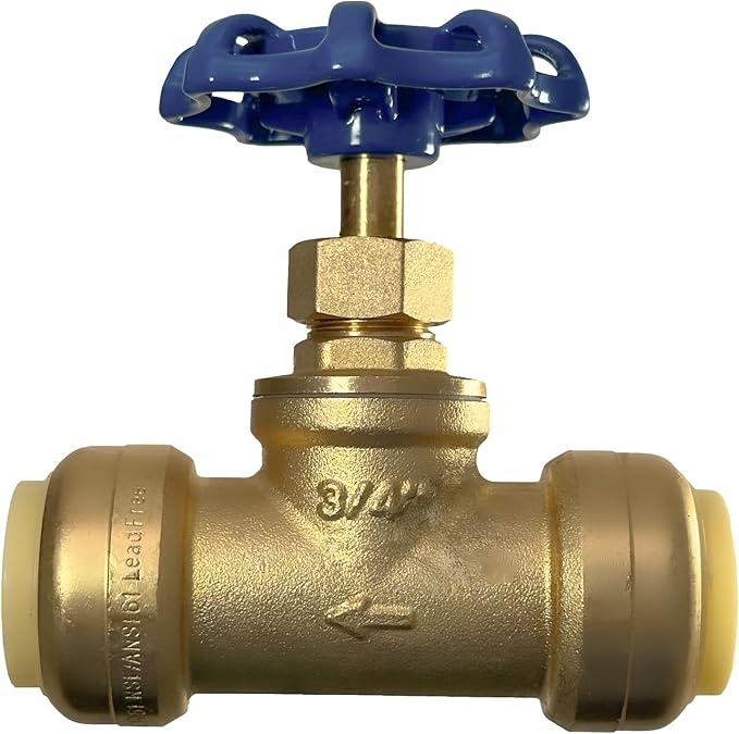 XFITTING 3/4 inch Push Fit Stop Valve with Drain and Vent, Push to Connect Brass Plumbing Fitting, Pex Pipe, Copper, CPVC, PE-RT, HDPE, 2-5-2=1, 1 Piece