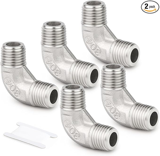 TAISHER 2PCS 304 Stainless Steel 90 Degree elbow,1/4" NPT Male × 1/4" NPT Male Thread Pipe Fitting