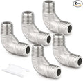 TAISHER 2PCS 304 Stainless Steel 90 Degree elbow,1/4" NPT Male × 1/4" NPT Male Thread Pipe Fitting