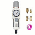 XingNEeng 1/2" NPT Compressed Air Filter Regulator Lubricator Combo, Auto-Drain Water/Oil Trap Separator, Gauge(0-150 psi), Poly Bowl, Metal Bracket, 5 Micron Brass Element, for Pneumatic Systems