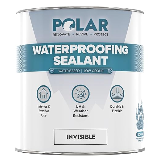 Polar Waterproofing Sealant - 17 Fl Oz - Clear Invisible Finish - Outdoor Waterproof Coating for Interior & Exterior Wood, Brick, Stone Surfaces, Concrete Tile & Grout - One Coat Waterproof Protection