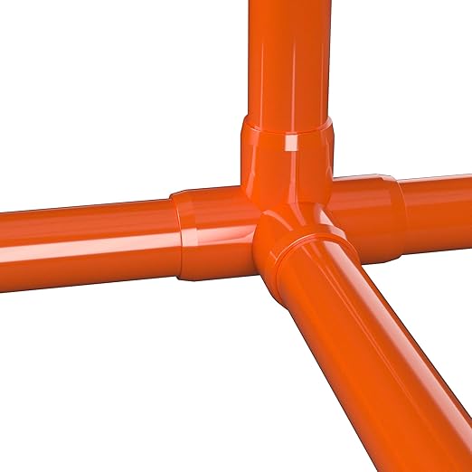 FORMUFIT 1-1/4” 4-Way Tee Furniture Grade PVC Fitting in Orange, Made in USA, UV-Resistant, Impact-Proof, 1.660” Actual Socket Diameter (Pack of 4) - F1144WT-OR-4