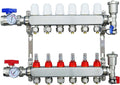 6 Branch PEX Radiant Floor Heating Manifold Set Floor Heating Water Distributor 1/2" Pipe Adapter 306 Stainless Steel and Brass, for Heating Systems