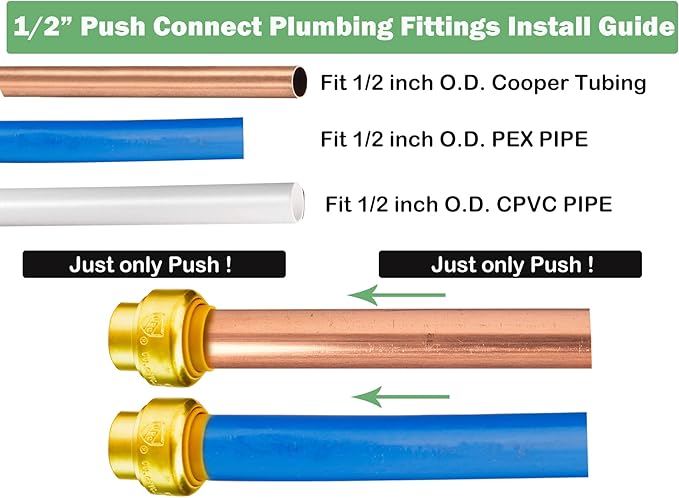 WHK 12 PACK 1/2" PEX Plug End CAP,Copper Cap 1/2" Push-to-Connect Plumbing Fitting for Copper PEX,CPVC With Disconnect Clip(Lead-Free Certificate)…