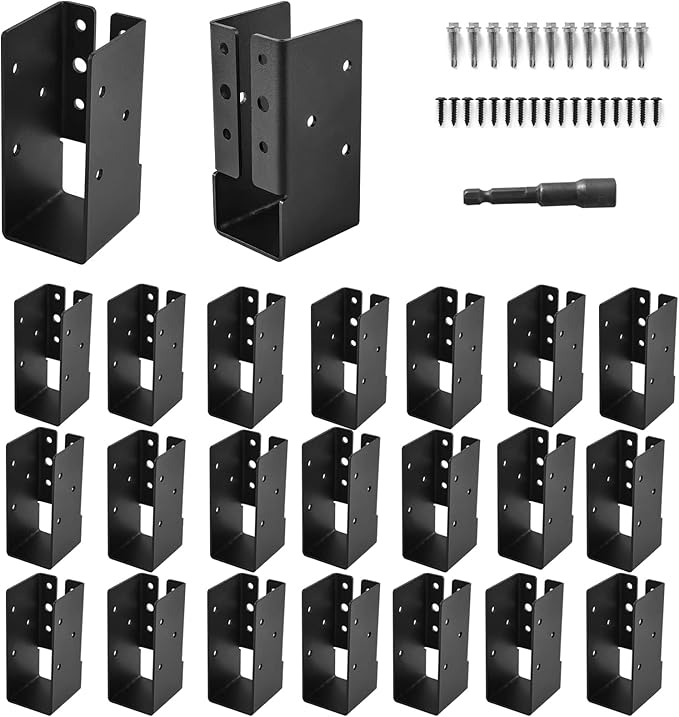 24 Pcs 2"x4" Outdoor Trim Concealed Flange Joist Hangers, Q235B Steel Powder Coated Mounts for 2"x4" Beam Swing
