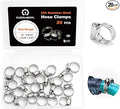 20 PCS Hose Clamp 3/8''–5/8'' Stainless Steel Hose Clamps Assortment Kit stainless steel hose clamps for Fuel Line, Plumbing, Automotive, Mechanical Applications, Tube, Garden