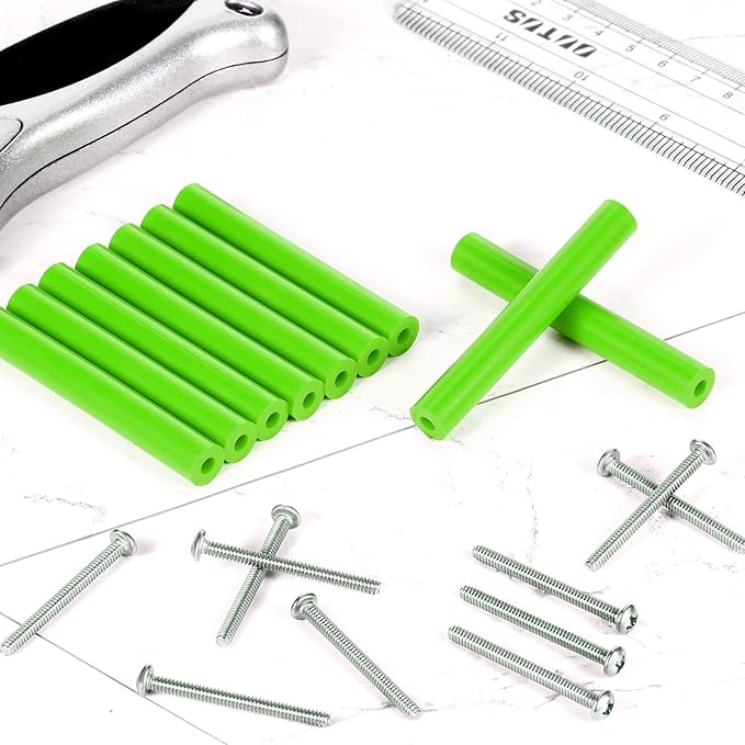 Hotop 64 Pieces Electrical Outlet Spacers Electrical Outlet Box Extender Kit Includes 16 Pcs 3 Inch Switch and 48 Pcs 1-1/2 Inch 6-32 Thread Flat Head Device Mounting Long Screws (Fluorescent Green)