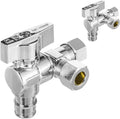 50-PCs HeSun PEX Expansion Inlet Angle Stop Valve, Quarter-Turn 1/2" PEX-A x 3/8" OD x 3/8" OD Compression, Dual Compression Outlet Shut Off Valve, Chrome Plated Brass, ASTM F1960(VALVE203-50)
