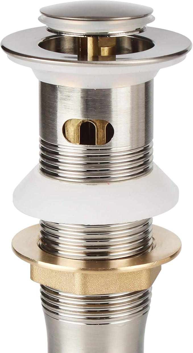 Bathroom Faucet Vessel Detachable Basket Pop Up Sink Drain, Brushed Nickel with Overflow