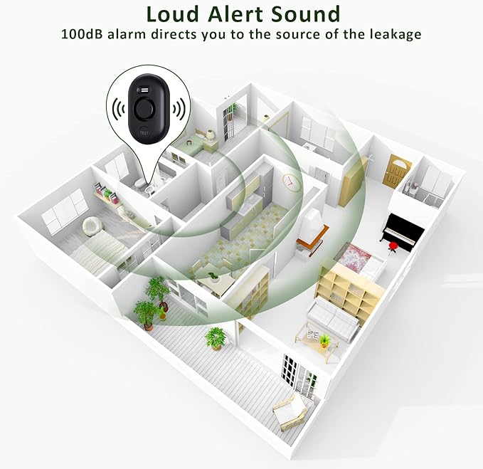 Water Leak Detector Sensor Alarm: Home Water Flooding Monitor Smart Sink Overflow Monitoring Adjustable Wet Moisture Alert Pipe Leakage Drip Detection Warning for Basement Floor (3 Sensor)