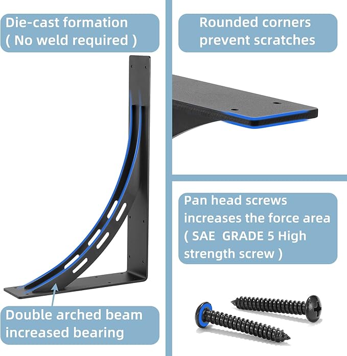 16 inch x 12 inch Heavy Duty Bracket,Granite Countertop Support Brackets, Heavy Duty Shelf Brackets , Max Load 1000 Lbs ,Mantel Brackets (Set of 2) - (16 " x 12 ")