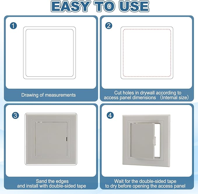 PATIKIL Access Panel for Drywall 10x10 Inch, 1 Set ABS Plastic Wall Hole Cover Access Door with Double-Sided Tape for Wall Ceiling Electrical, White