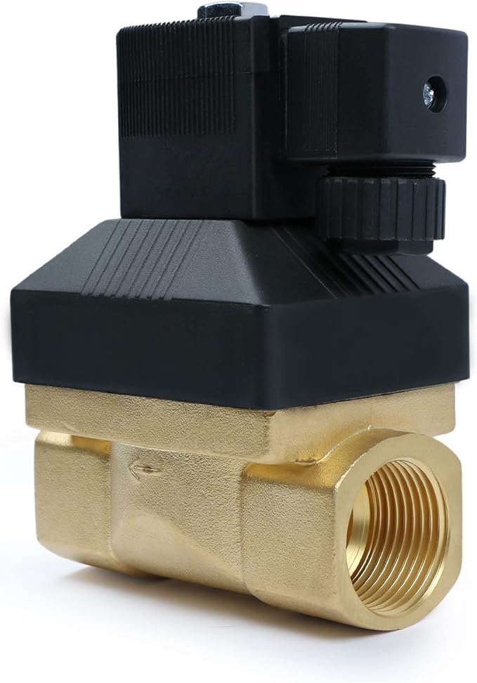 U.S. Solid 3/4" High Pressure Solenoid Valve, 12V DC, Brass, 50 bar, 300°F - Heat-Resistant, High-Pressure Valve for Industrial Use, Water, Gas, Oil and Fluid Control