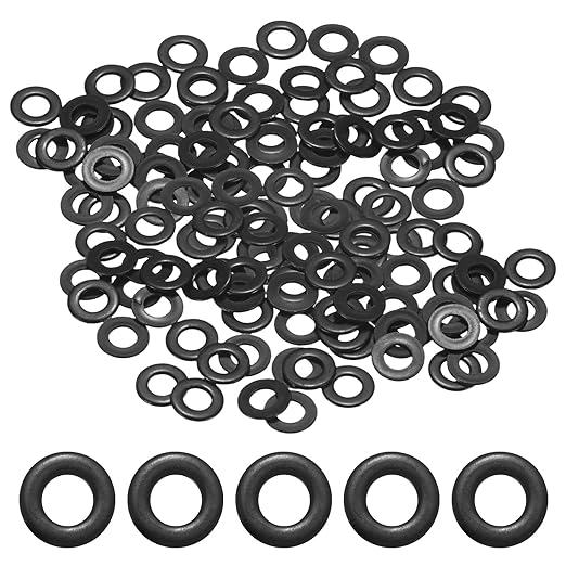 200-Pack M4 Flat Washers, Metric 9mm OD 0.8mm Thick 304 Stainless Steel Washers for Bolts Screws Nuts for Automotive/Machinery/Furniture, Flat Metal Washers [Black Galvanized]