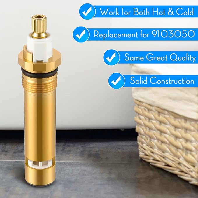 Dreyoo Ceramic Cartridge Compatible with 9103050, Roman tub Reversible Cartridge Compatible with Price/Pfister, Shower Valve Faucet Stem, Work for Both Hot and Cold