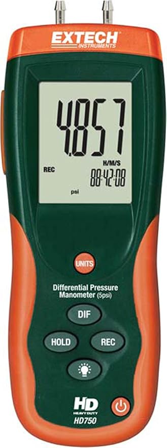Extech HD750 Differential Pressure Manometer - 5PSI