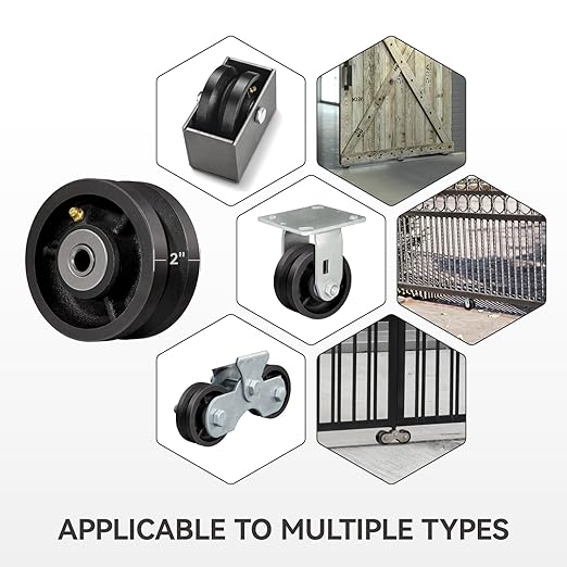 4" X 2" Sliding Gate Wheels（4 Pack）, Cast Iron V Groove Wheel with Roller Bearing-700 lbs Capacity, Rolling Gate Wheels, Sliding Gate Casters