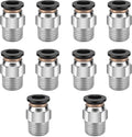 10 Pcs Push-to-Connect Fittings 5/16 Inch Tube OD x 1/4 Inch NPT Thread Pneumatic Male Straight Quick Connect Air line fittings