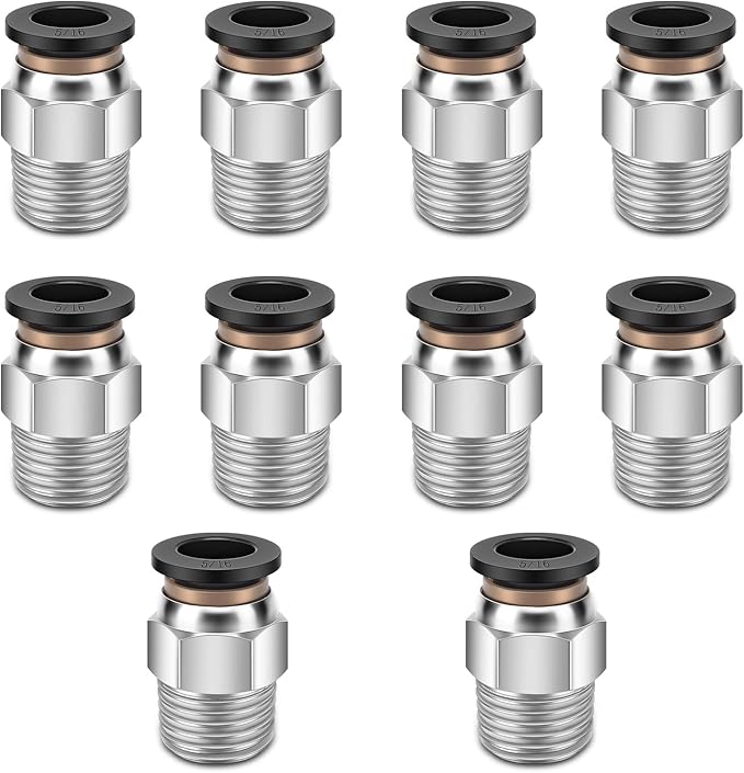 10 Pcs Push-to-Connect Fittings 5/16 Inch Tube OD x 1/4 Inch NPT Thread Pneumatic Male Straight Quick Connect Air line fittings