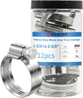 12PCS Heavy Duty Hose Clamps Stainless Steel 304,1-5/8" Hose Clamp to 2-3/8" Hose Clamp (40-60mm) Adjustable Worm Gear Drive Radiator Hose Clamps,Pipe Clamp for Plumbing, Garden, Car and Ships