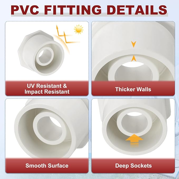 25Pcs 1 1/2" x 1/2" PVC Reducer Bushing Fitting, SCH40 (Spigot x Socket) Furniture Grade PVC Pipe Fitting, Reducer Bush Adapter for Home Sewer Plumbing, Industrial, Pipe Connection