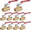 10-Pack HeSun 1/2 Inch FIP Threaded Ball Valve, Brass Full Port Shut-off Valve,1/2" Female NPT x 1/2" Female NPT, 600 WOG (Water, Oil and Gas),Red(VALVE034-10)