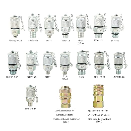 70P Digital Hydraulic Pressure Test Coupling Kit with 3 Gauges (2PC 70MPa, 1PC 16MPa), 22 Test Couplings 3 Test Hoses for Caterpillar John Deere Excavator Construction Machinery Repair Test