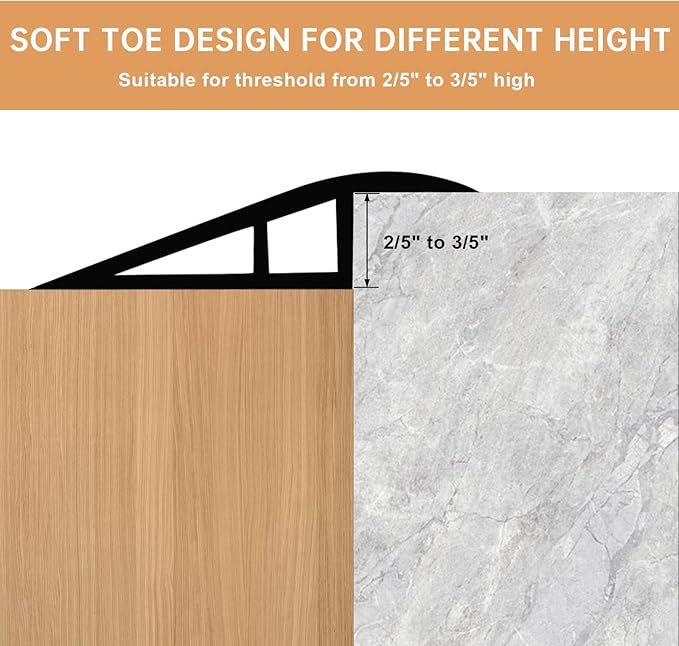 Vinyl Door Threshold Flooring Transition Strip Self Adhesive Carpet Edging Strip for Laminate Doorway Edge Threshold from 2/5" to 3/5" (Yellow Wood Grain, 6.6 Ft)