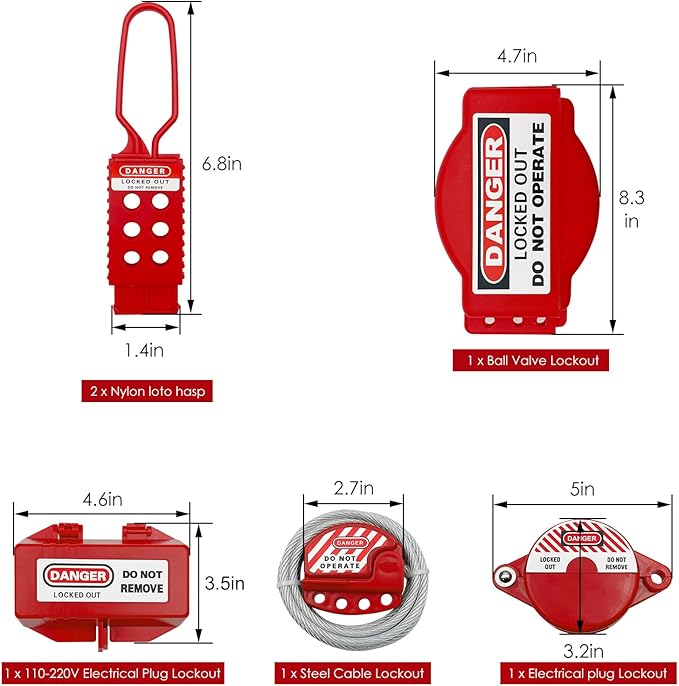 JOJOMARK Lockout Tagout Kit - Clamp-On Circuit Breaker Lockout, Group Lockout Hasps, Lockout Tag, Universal Multi- Pole Breaker with Pocket Bag (Blue Bag kit)