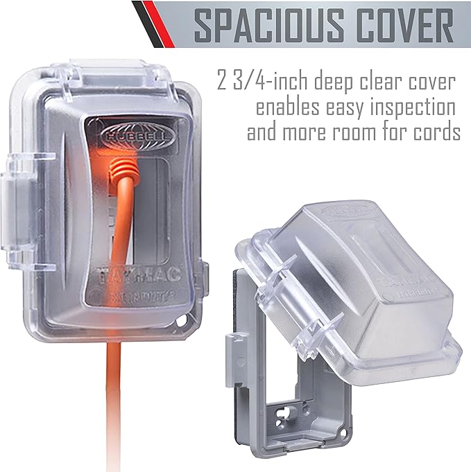 TayMac MM420C 1-Gang Nonmetallic Extra Duty Weatherproof In-Use Horizontal/Vertical 16-in-1 Standard Cover, 2.75 in, Clear