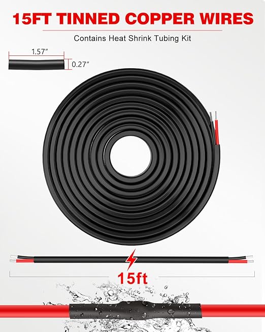 NAOEVO 16 Gauge Wire 2 Conductor Electrical Wire, 16 AWG Stranded PVC Cord, 12V Low Voltage/Tinned Copper/Flexible Cable for Automotive Wiring, Lamp Cord, Marine Cable (15FT)