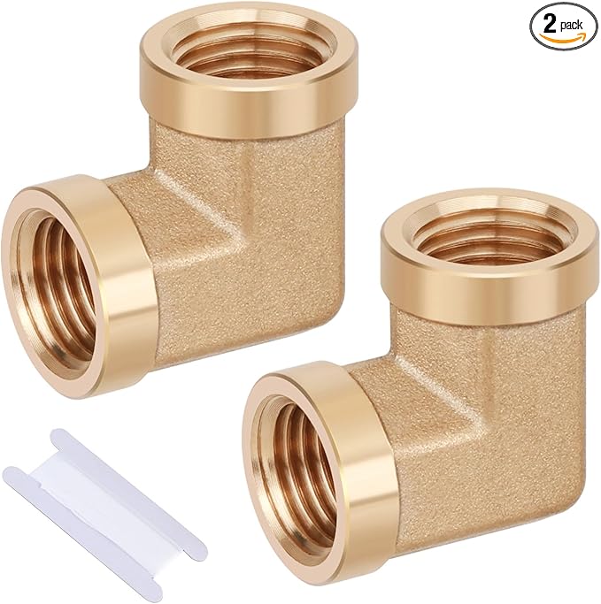 2pcs 1/4” Brass Fittings 90 Degree Barstock Street Elbow 1/4" NPT Female Pipe to 1/4" NPT Female Pipe 1/4 NPT Female Elbow Forged Brass Pipe Fittings