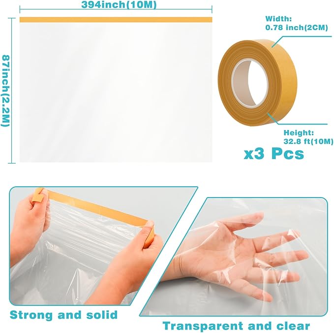 87'' x 394'' Window Insulation Kit, Window Insulation for Winter, POF Window Sealer for Winter, Insulates Indoor Windows Keep Warm for Weatherproofing Window Film for Winter Window Covering-1PCS