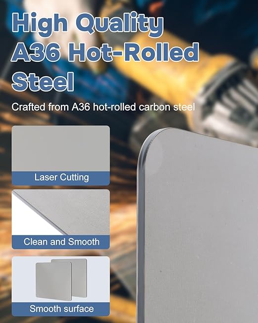 12 x 12 Steel Plate 1/8, 2 Pcs Sheet Metal Hot Rolled Steel Plates, Weldable Base Plate for Structural Support and Industrial Use