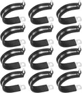 12-Pack Cable Clamps, 1-3/8 Inch/ 35 mm 304 Stainless Steel Rubber Cushioned Insulated Cable Clamp R Shape Metal Holder for Tube/Wire/Pipe/Loop Installation