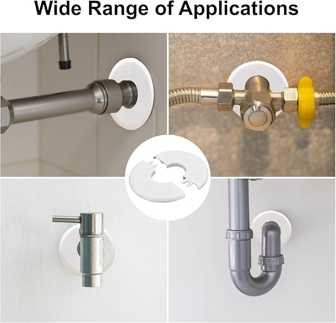 4 Pcs Wall Split Flange, Plumbing Cover Plates, Self-Adhesive ABS Escutcheon Plate for Faucet Kitchen Toilet Decorative (51mm/2.01in)