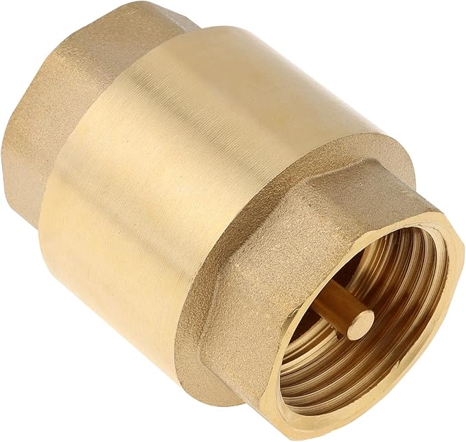 1 Inch Brass Check Valve, PNXKTXO One Way Spring Check Valves In-line Female Thread Horizontal Backflow Preventer for Well/Pump/Tank