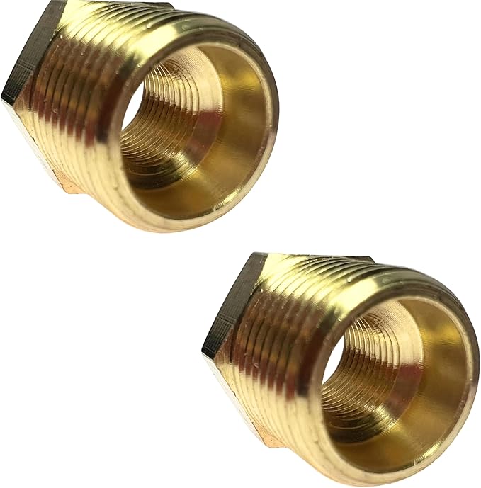 2pcs 3/8" NPT Male x 1/8" NPT Female Brass Reducer Hex Bushing Threaded Fitting Adapter by CX WONDERLAND