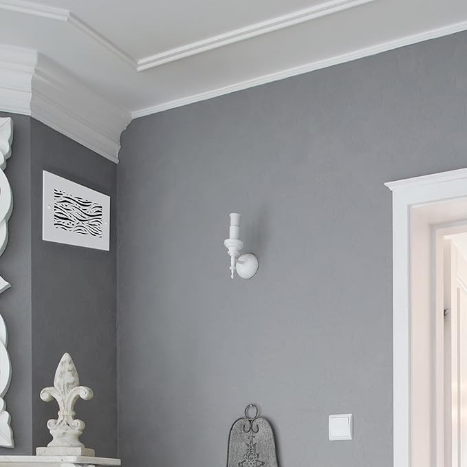 SABA Home Decor White Air Vent Cover - Acrylic Plexiglass 4" x 8" Duct Opening (6" x 10" Overall) Return Grille Decorative Covers for Walls & Ceilings NOT for Floor USE, Waves