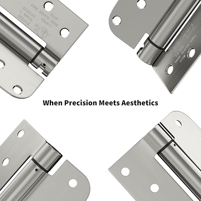 goldenwarm 2pack Satin Nickel Brushed Door Hinges 4 Inch Self Closing Spring Door Hinge with Square & 5/8" Radius Corners - Adjustable Door Closing, Residential & Heavy-Duty Door Hardware