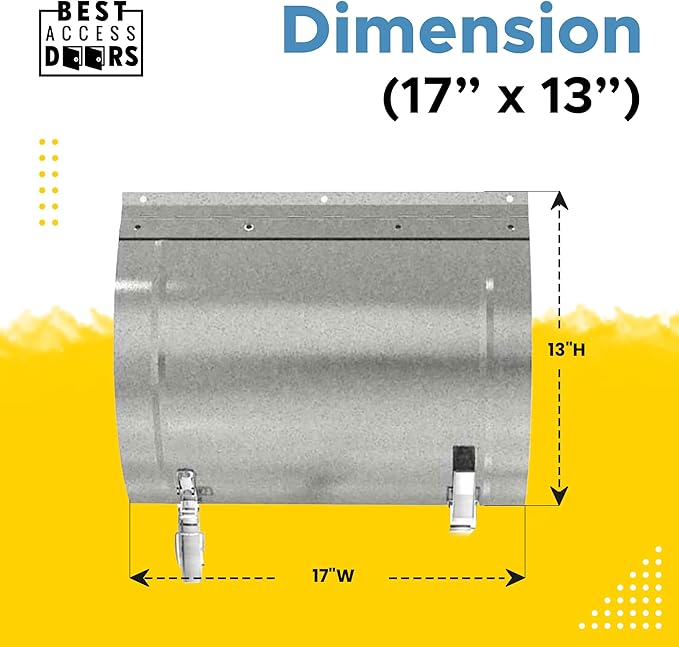 BEST 17″ x 13″ Round Duct Access Panel With Neoprene Gasket, 16-Gauge Steel HVAC Duct Access Door, Plated Steel Pull and Catch, Mill/Aluminum Finish, Economical Access to Round Ducts, BA-RD-5090