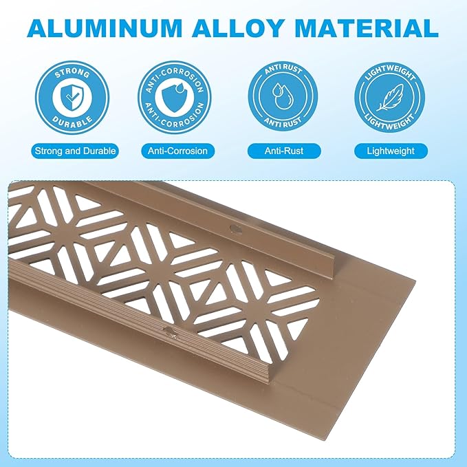 PATIKIL 8 x 2 Inch Door Air Vent Cover, 2 Pcs Heavy Duty Aluminum Grille Ventilation Cover Louvered with Mounting Screws for Cabinet Wardrobe Door, Brown