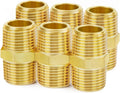 ChillWaves Brass Pipe Fitting, Hex Nipple 3/8" NPT Male x 3/8" NPT Male Thread Adapter(6-PACK)