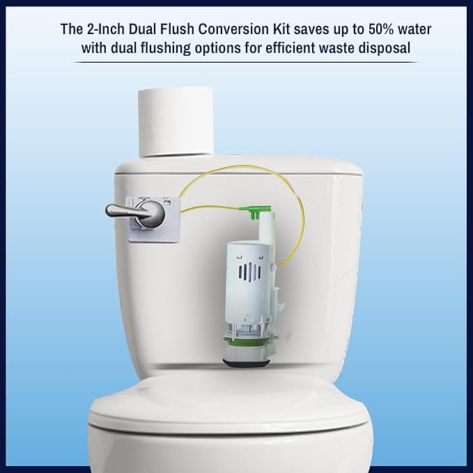 2 INCH FLAPPER AND CHAIN ELIMINATOR QUICK CONNECT VALVE CONVERSION KIT AND OVERFLOW WATER CONSERVER - WITH HANDLE