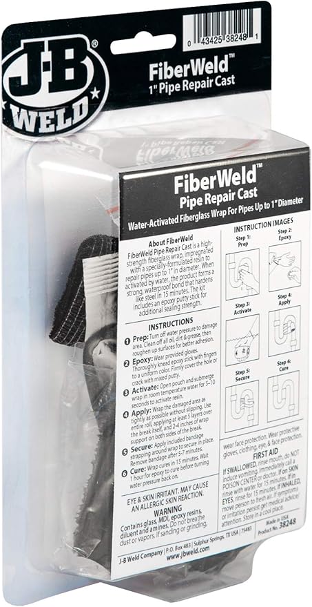 FiberWeld Pipe Repair Cast 2x48 Inch – High Strength Adhesive Fiberglass Wrap – White